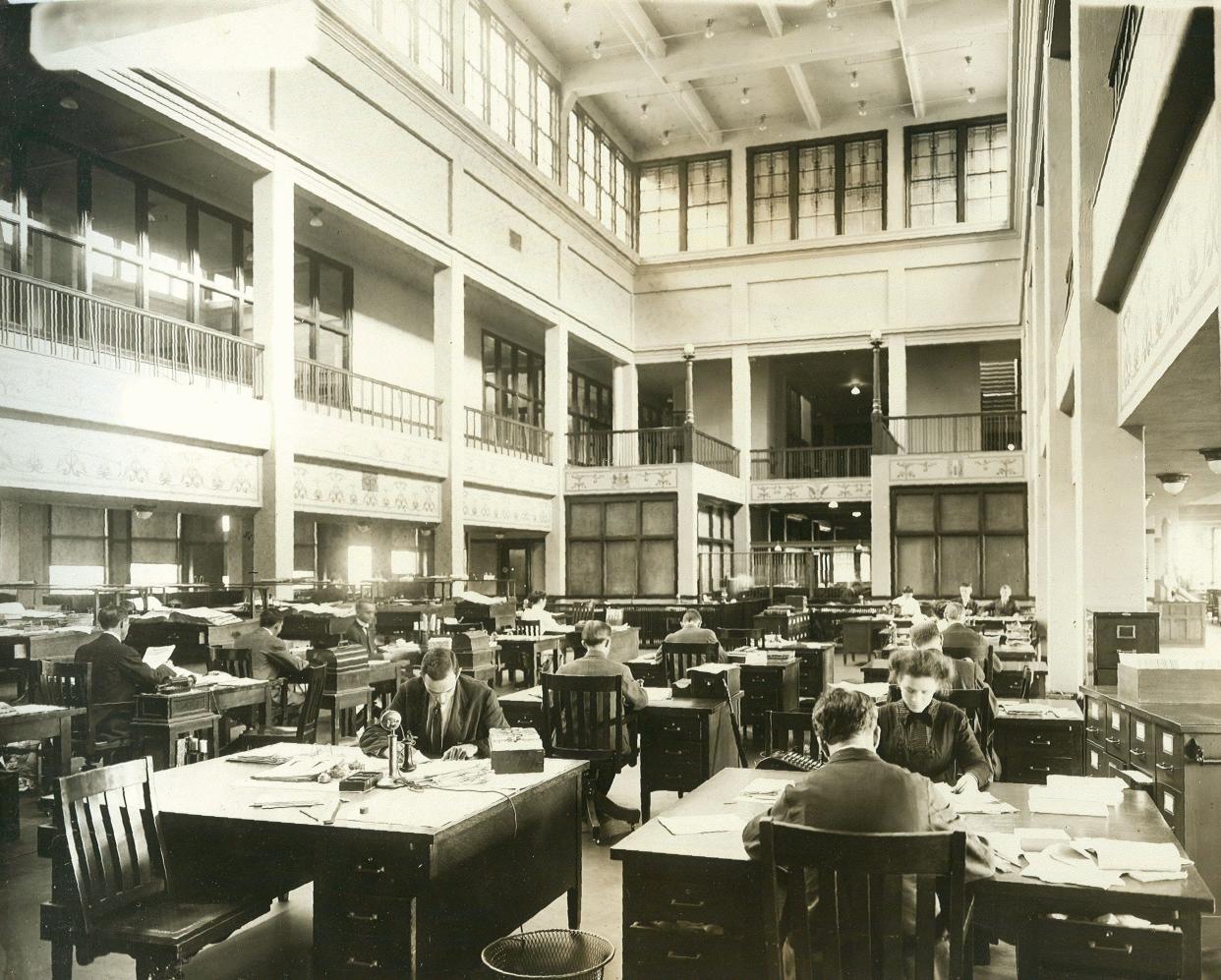 In this undated photo, Studebaker Corp. office employees work in the administration building when it was the headquarters for the automotive company.