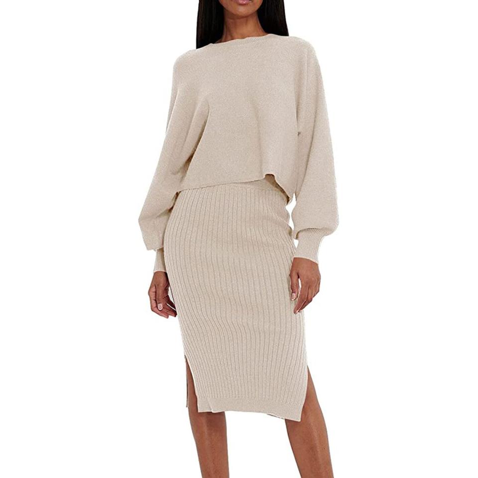 Pink Queen Women's 2 Piece Sweater skirt dress