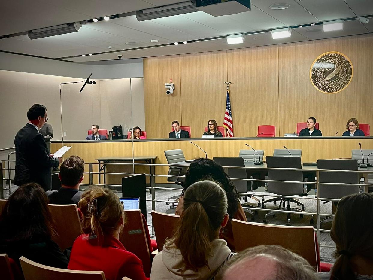 San Bernardino County District Attorney Jason Anderson on Tuesday addressed the Senate Public Safety Committee as he voiced his opposition to SB 94, which would allow relief to 
high-level inmates.