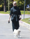 <p>Gwyneth Paltrow wears a chic all-black ensemble while taking her dog for a walk on Sunday in L.A.</p>