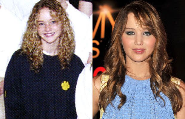 Jennifer Lawrence in eighth grade, and Jennifer Lawrence now.