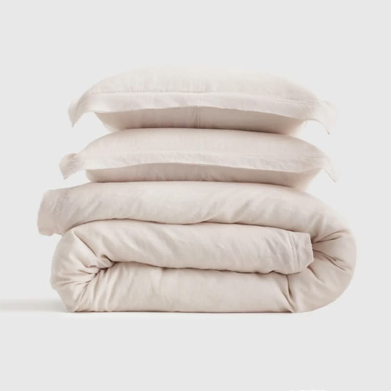 European Linen Double Flange Duvet Cover Set