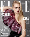 <p>Cara’s <i>Elle</i> cover will certainly turn heads on newsstands this month. Terry Tsiolis shot the Saint Laurent– and Cartier-adorned model, who is giving us ultimate rocker-girl vibes in this look.</p><p><i>(Photo: Terry Tsiolis for Elle)</i></p>