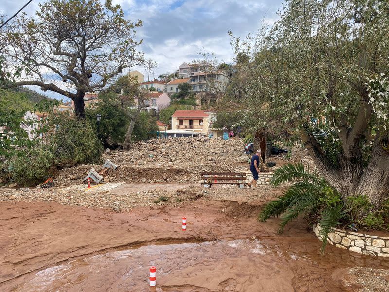 Damage is seen as rare storm, known as a Medicane (Mediterranean hurricane), hit western Greece