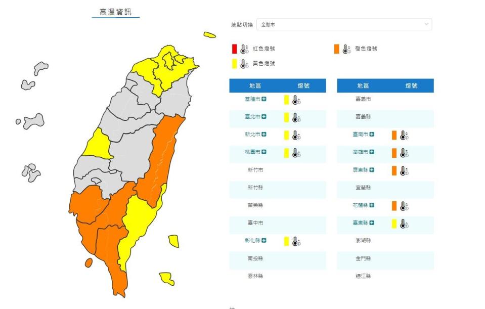 高溫資訊。（圖／中央氣象局）