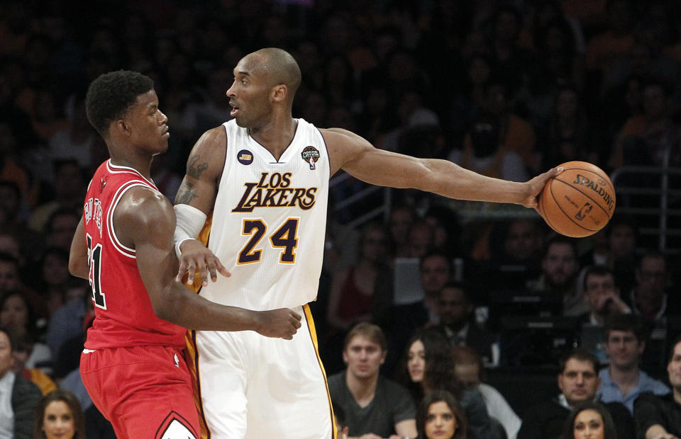 Lakers star Kobe Bryant discussed how Jimmy Butler’s competitive edge reminds him of himself. (AP Photo/Reed Saxon)
