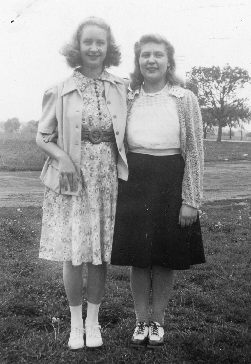 Eula Korn, left, and Catherine Peters Couch pose for a photo in 1942 in South Bend. The two women were passengers on the S.S. Noronic in 1949 when it caught fire in the early morning hours of Sept. 17 in Toronto Harbour in Canada. Both survived.