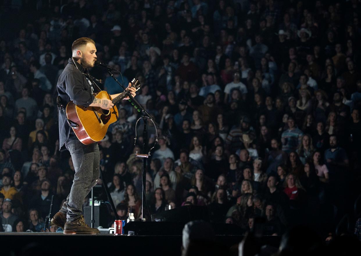 Zach Bryan performs for his "The Quittin Time Tour" on March 20 at Fiserv Forum in Milwaukee, Wisconsin.