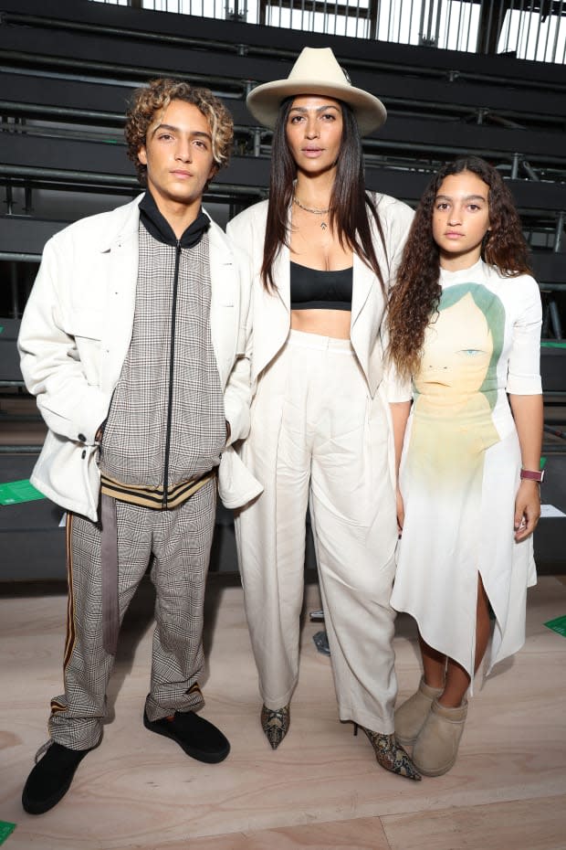 PARIS, FRANCE - MARCH 06: (EDITORIAL USE ONLY - For Non-Editorial use please seek approval from Fashion House) Camila Alves McConaughey (C) with son Levi Alves McConaughey (L) and daughter Vida Alves McConaughey (R) attend the Stella McCartney Womenswear Fall Winter 2023-2024 show as part of Paris Fashion Week on March 06, 2023 in Paris, France. (Photo by Pascal Le Segretain/Getty Images)<p><a href="https://www.gettyimages.com/detail/1471614653" rel="nofollow noopener" target="_blank" data-ylk="slk:Pascal Le Segretain/Getty Images;elm:context_link;itc:0;sec:content-canvas" class="link ">Pascal Le Segretain/Getty Images</a></p>