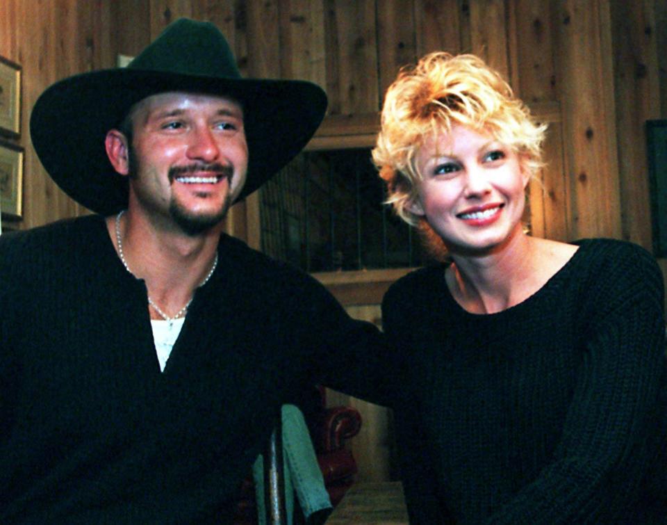 Hit-makers Tim McGraw and Faith Hill got married in 1996. Here, they give an interview at the Daisy Hill Barn Party in Franklin on Oct. 13, 1996. They were married on Oct. 6.