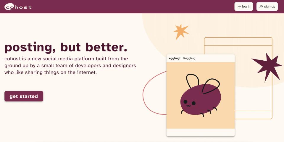 Screenshot of Cohost social's home page.
