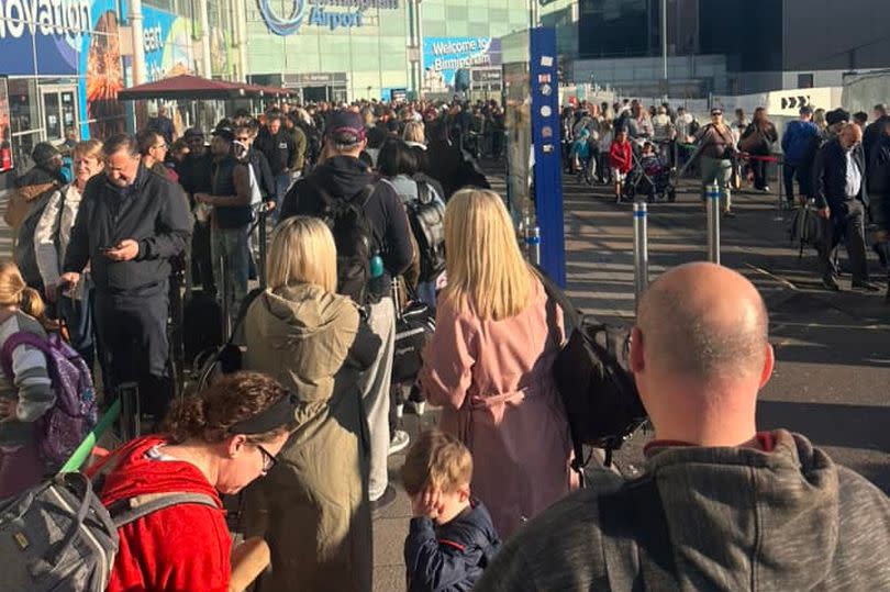 Queues outside Birmingham Airport on May 27