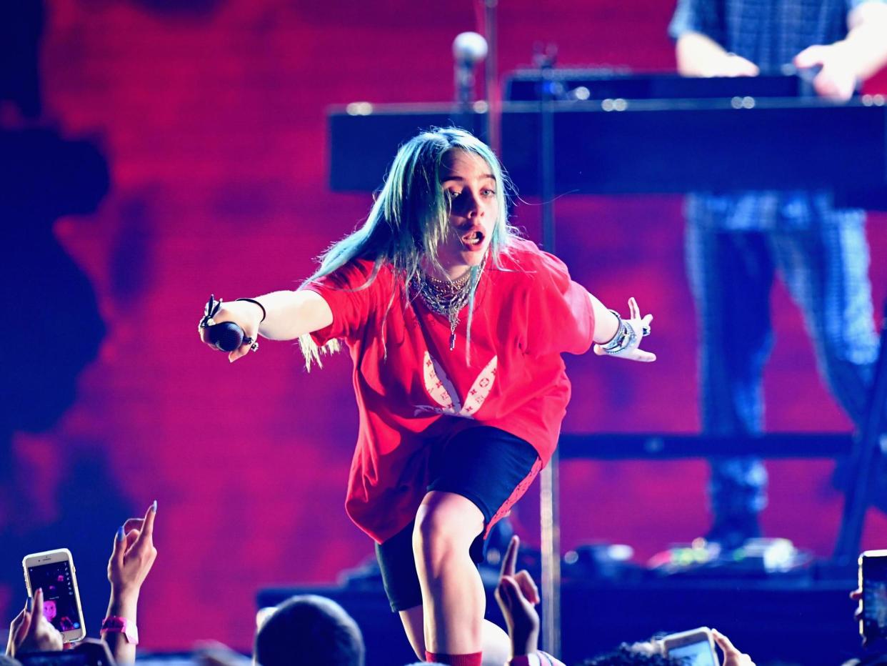 Billie Eilish performs on stage in California on 9 December 2018: Getty/KROQ/Entercom