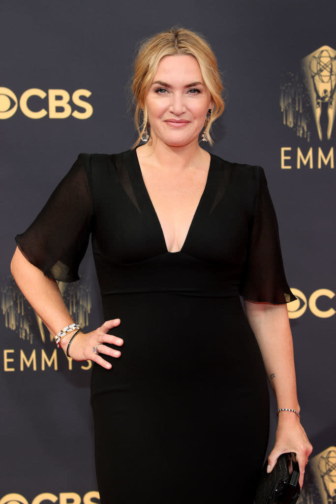 Winslet in black short-sleeved dress at the Emmys