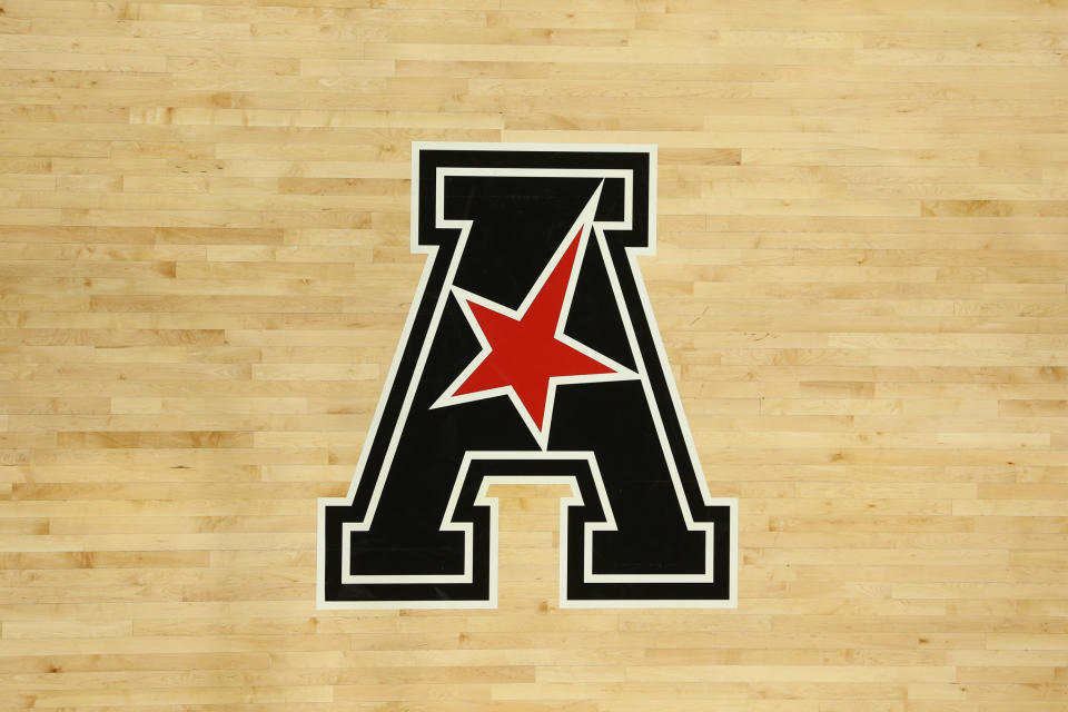 CINCINNATI, OH - NOVEMBER 07: An American Athletic Conference logo on the floor during the game against the Ohio State Buckeyes and the Cincinnati Bearcats on November 7th 2018, at Fifth Third Arena in Cincinnati, OH. (Photo by Ian Johnson/Icon Sportswire via Getty Images)