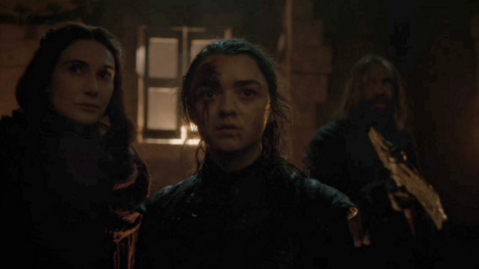 Melisandre, Arya, and the Hound in Game of Thrones Season 8x03