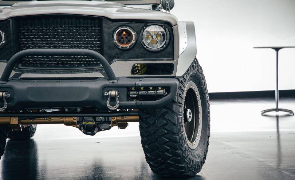 <p>As restomods go, the Jeep Five-Quarter concept is about as functional as they get. That the original Kaiser Jeep M715 was built in Toledo, Ohio, where both the original 1960s-era J10 and J20 Gladiator and current 2020 Jeep Gladiator JT pickup are produced, is just equal parts coincidence and karma.</p>Functional full-length rock rails stand in for the original rocker panels, and modified Jeep Gladiator Rubicon steel bumpers have been installed front and rear.