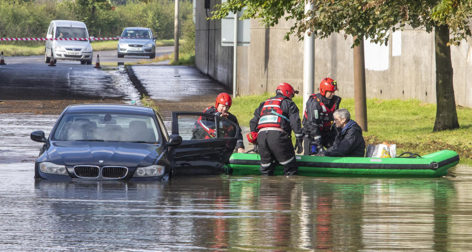 Flood warnings were in place across the country over the weekend as Storm Alex took its toll. (SWNS)