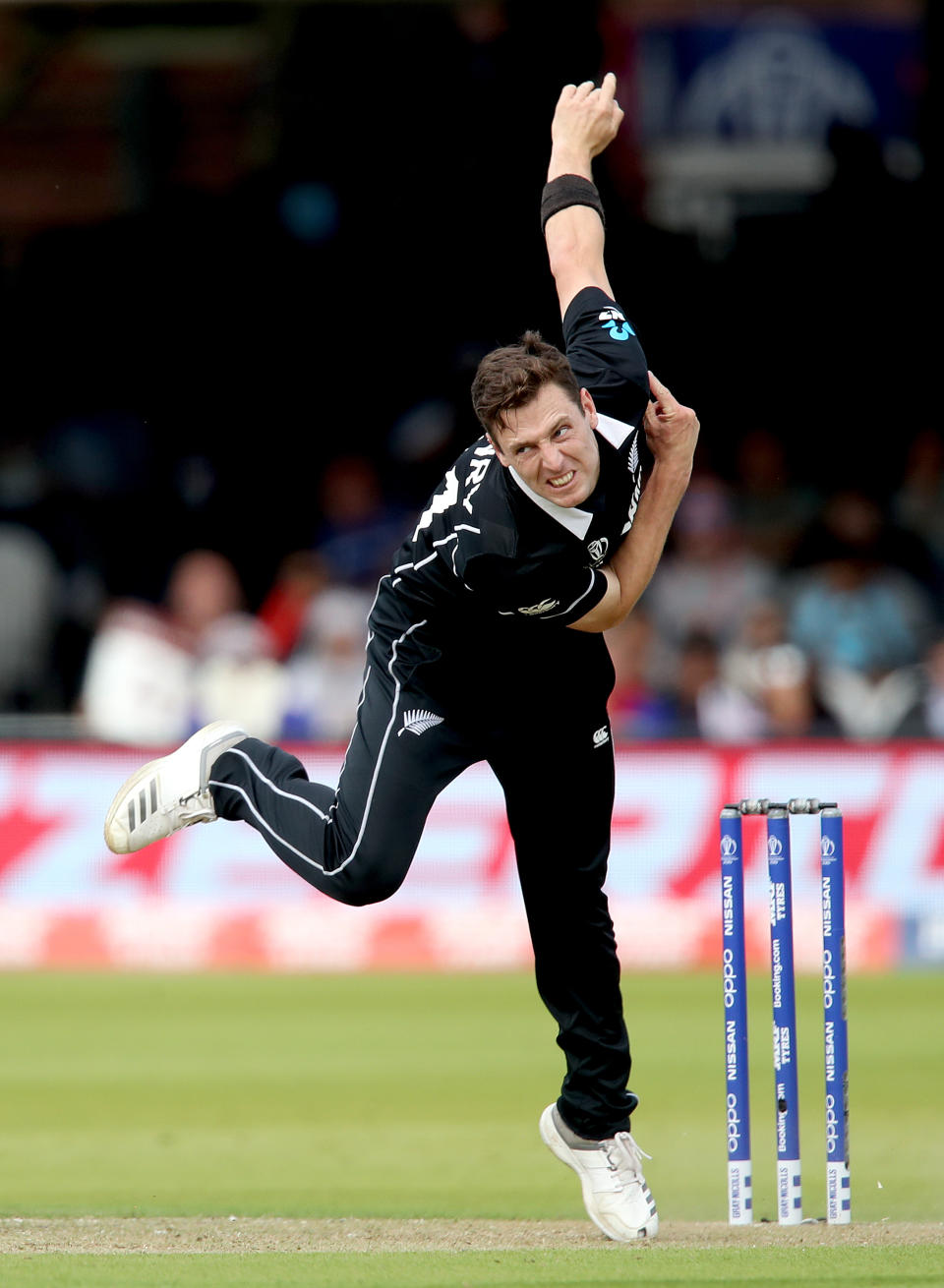 New Zealand's Matt Henry bowls during the ICC World Cup Final at Lord's, London.