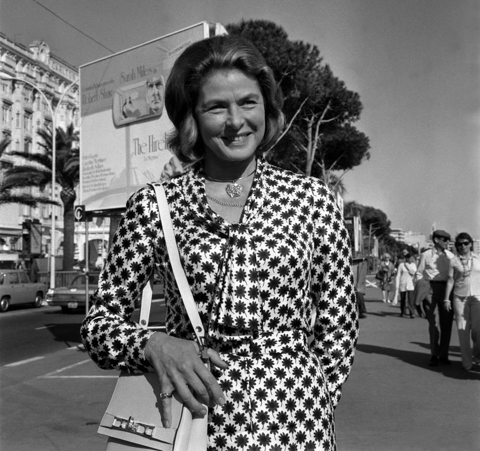 The actress posing outside the Cannes Film Festival palace in France.&nbsp;