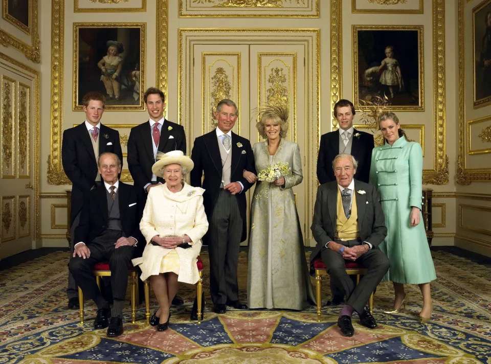 A portrait of the riyal family on Charles and Camilla's wedding day