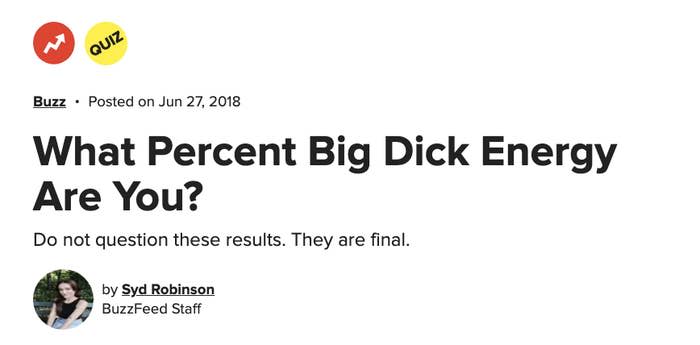 "What percent Big Dick Energy are you?
