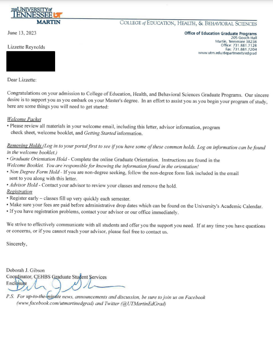 Tennessee Education Commissioner Lizzette Reynolds was informed of her acceptance at UT Martin on June 13 - about 6 weeks after Gov. Bill Lee announced her appointment, according records obtained through a records request by The Tennessean.