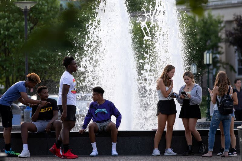 Social gatherings at a park in Birningham, Michigan