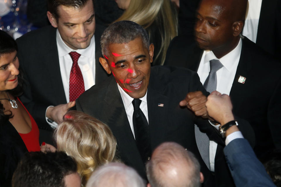 Former President Barack Obama arrives at the Robert F. Kennedy Human Rights Ripple of Hope Awards ceremony, Wednesday, Dec. 12, 2018, in New York. (AP Photo/Jason DeCrow)