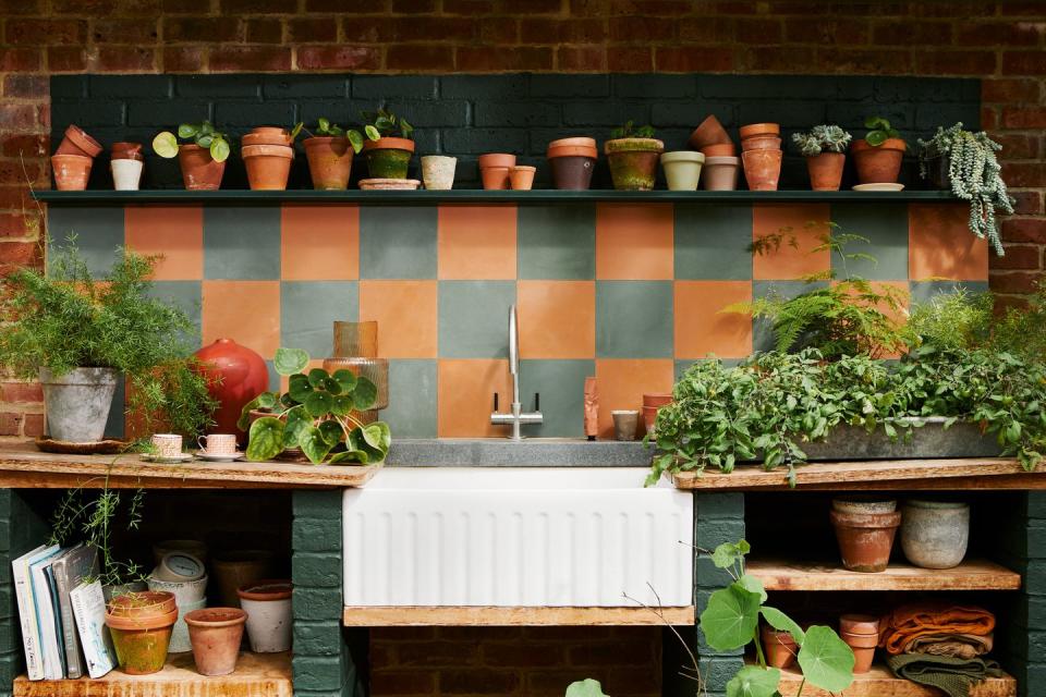 bay green plain tiles and marigold plain tiles, bert may x alitex's greenhouse edit