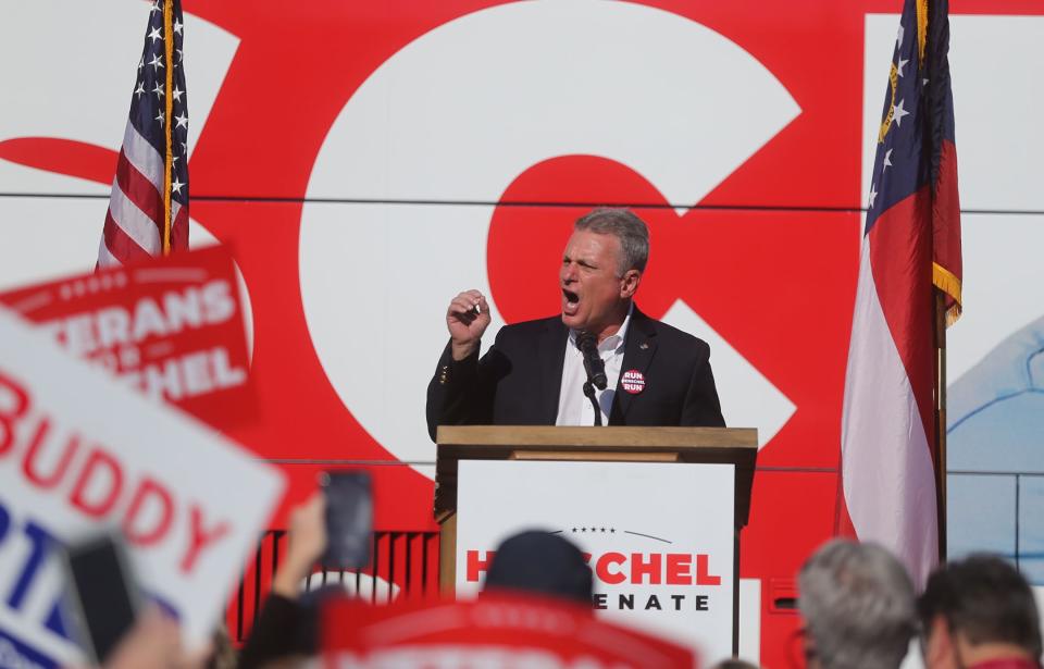 Congressman Buddy Carter speaks during a campaign event for US Senate candidate Herschel Walker  on Wednesday November 2, 2022 in Richmond Hill, Georgia.