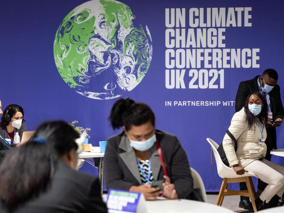 Participants on the opening day of Cop26 in Glasgow  (Rex Features)