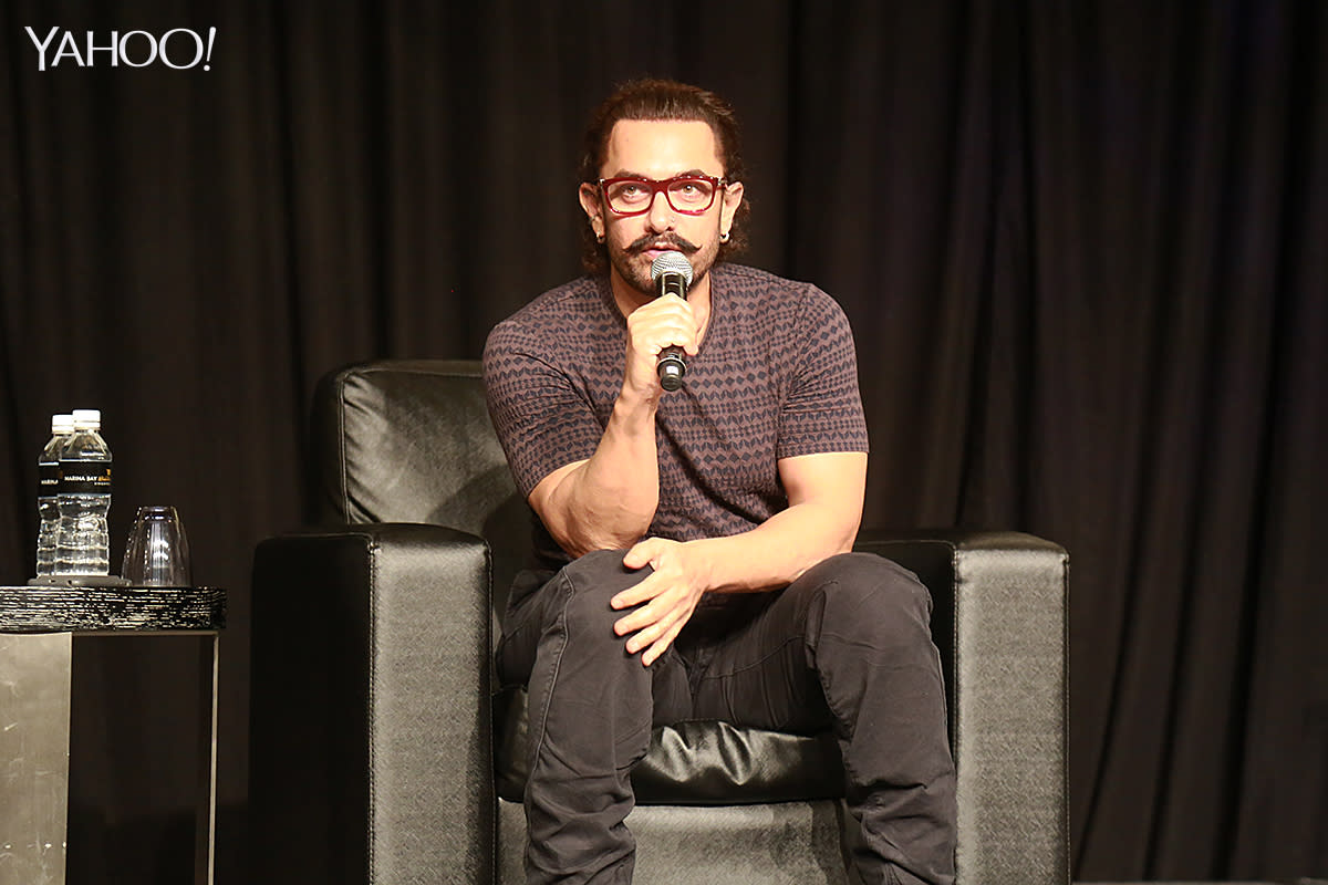 Bollywood superstar Aamir Khan at the press conference at Marina Bay Sands Convention Centre on 2 October 2017 to promote his new movie “Secret Superstar” (Photo: Yahoo Lifestyle Singapore)