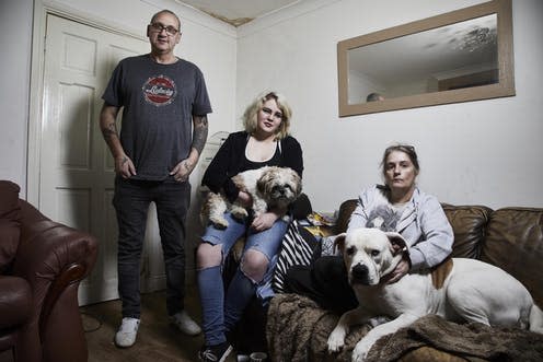 <span class="caption">Trevor, Tamsyn and Tracey: struggling to survive on Universal Credit. </span> <span class="attribution"><span class="source">Richard Ansett via Channel 4</span></span>