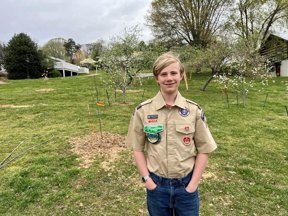 William Patterson coordinated an Eagle Scout service project at Tate's School to replace some trees destroyed during a tornado last August.