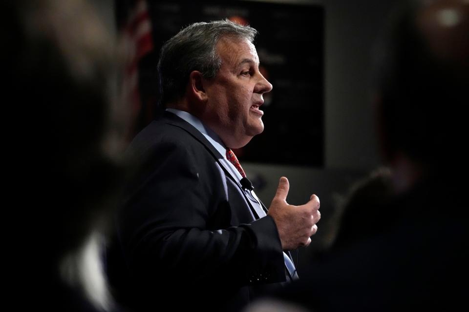 Republican presidential candidate former New Jersey Gov. Chris Christie addresses a gathering, Tuesday, June 6, 2023, in Manchester, N.H.