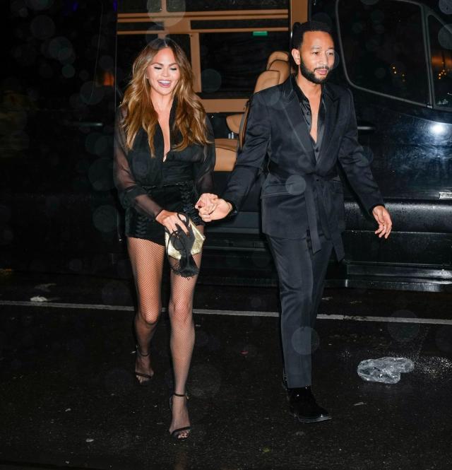 Chrissy Teigen shows off custom leggings featuring images of husband John  Legend on Instagram