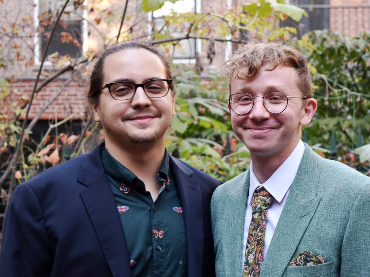 David and Dan Gooding side by side on their wedding day