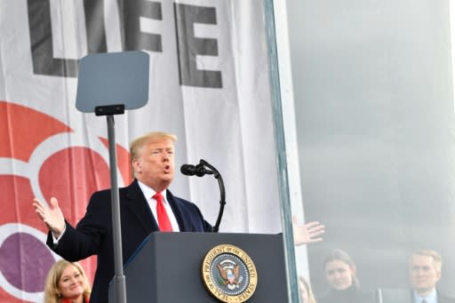 US President Donald Trump speaks during the 47th annual anti-abortion "March for Life"