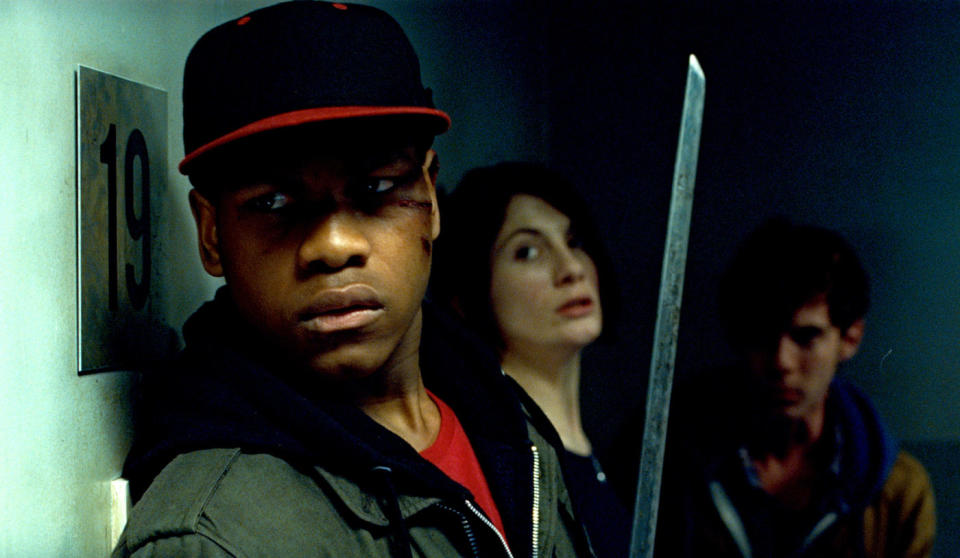 John Boyega, Jodie Whittaker and Luke Treadaway in Joe Cornish's <i>Attack The Block</i>. (Optimum Releasing)