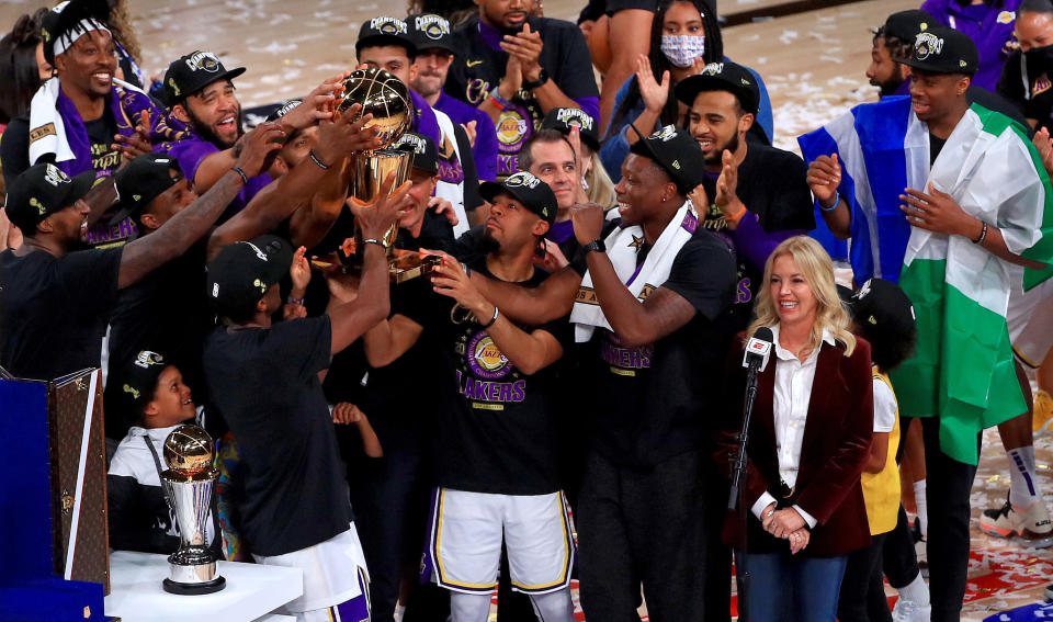 Jeanie Buss and the Los Angeles Lakers after they won the 2020 NBA Finals