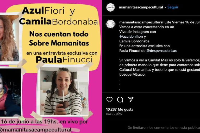 El flyer donde reapareció Camila Bordonaba