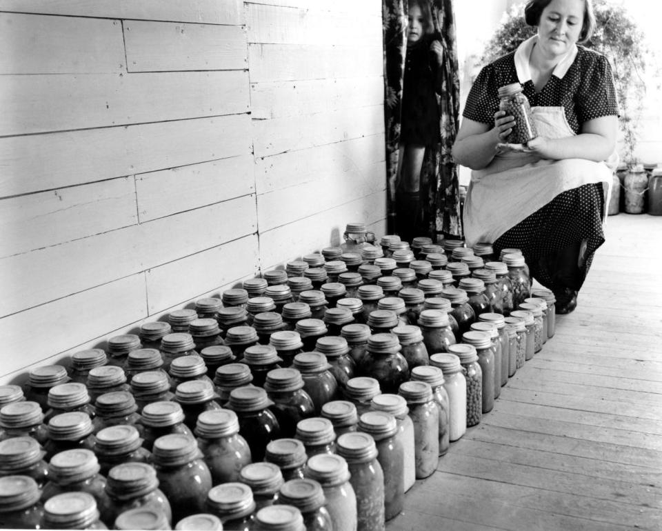 This photo shows canning in the pre-Oak Ridge Wheat community.