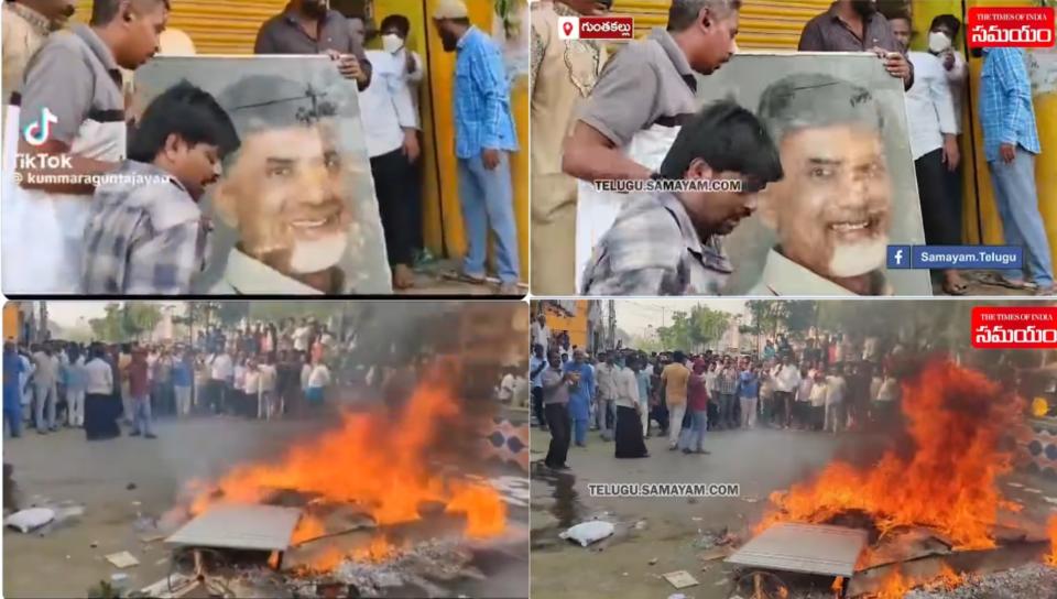 <span>Screenshot comparison of the clip shared in the misleading post (left) and the original video uploaded on Samayam Telugu's Facebook page (right)</span>