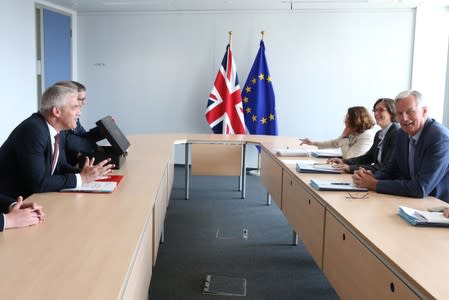 Britain's Secretary of State for Exiting the EU Barclay attends a meeting with EU's chief Brexit negotiator Barnier in Brussels