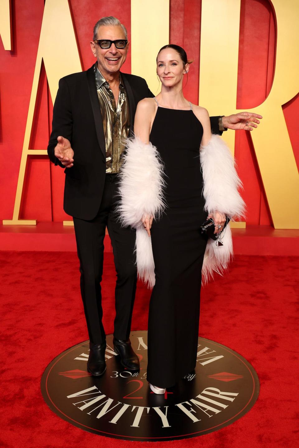Jeff Goldblum and Emilie Livingston attend the 2024 Vanity Fair Oscars after-party.