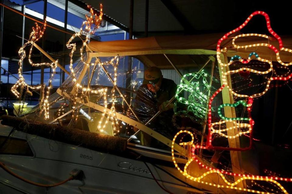 The annual Christmas Lighted Boat Parade sponsored by the Clover Island Yacht Club takes place Friday and Saturday, with participants motoring along the Kennwick shoreline to Richland, then returning via Pasco.