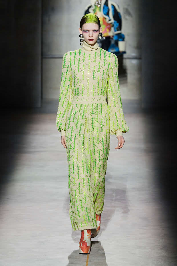 <p>A look from Dries van Noten's Fall 2020 collection. Photo: Imaxtree</p>