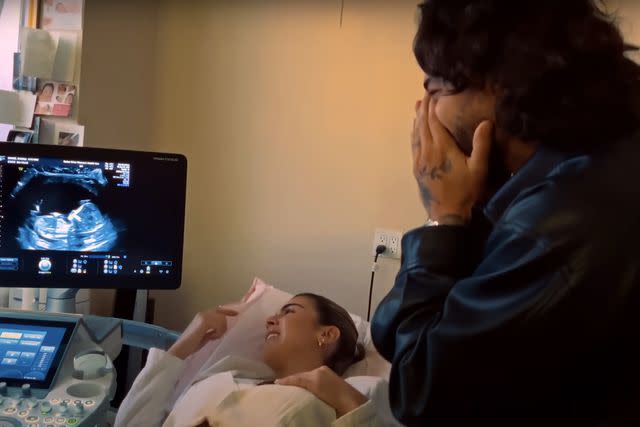 <p>Maluma/YouTube</p> Maluma and girlfriend at an ultrasound appointment