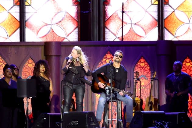 Eric Church performed a set of covers, hymns, and a few of his own songs at Stagecoach 2024 with help from a gospel choir. - Credit: Amy Sussman/GettyImages
